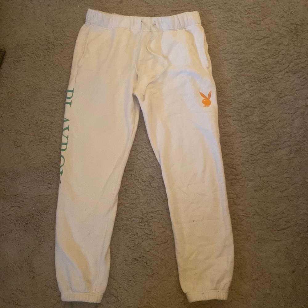White Playboy Sweatpants